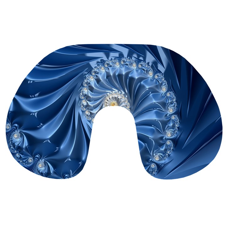 Blue Fractal Abstract Spiral Travel Neck Pillows