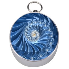 Blue Fractal Abstract Spiral Silver Compasses by Nexatart