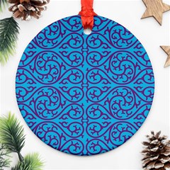 Monogram Blue Purple Background Ornament (round) by Nexatart