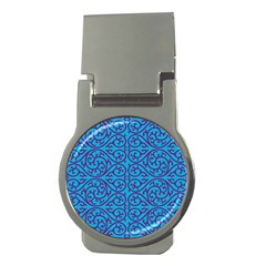 Monogram Blue Purple Background Money Clips (round)  by Nexatart