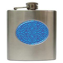 Monogram Blue Purple Background Hip Flask (6 Oz) by Nexatart