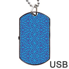 Monogram Blue Purple Background Dog Tag Usb Flash (two Sides) by Nexatart