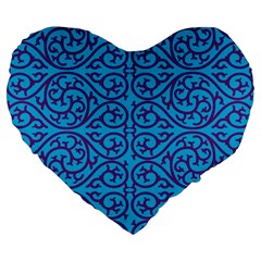 Monogram Blue Purple Background Large 19  Premium Flano Heart Shape Cushions by Nexatart