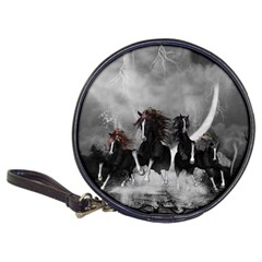 Awesome Wild Black Horses Running In The Night Classic 20-cd Wallets by FantasyWorld7