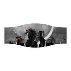 Awesome Wild Black Horses Running In The Night Stretchable Headband by FantasyWorld7