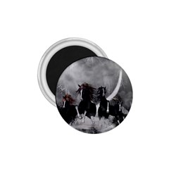 Awesome Wild Black Horses Running In The Night 1 75  Magnets by FantasyWorld7