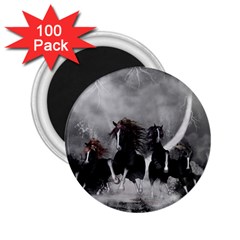 Awesome Wild Black Horses Running In The Night 2 25  Magnets (100 Pack)  by FantasyWorld7