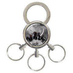 Awesome Wild Black Horses Running In The Night 3-ring Key Chains by FantasyWorld7