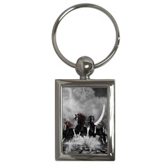 Awesome Wild Black Horses Running In The Night Key Chains (rectangle)  by FantasyWorld7