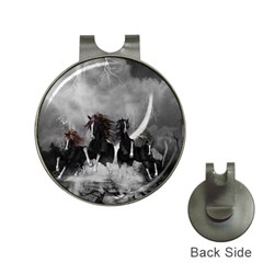 Awesome Wild Black Horses Running In The Night Hat Clips With Golf Markers by FantasyWorld7