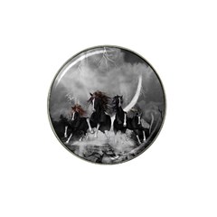 Awesome Wild Black Horses Running In The Night Hat Clip Ball Marker (4 Pack) by FantasyWorld7