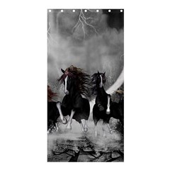 Awesome Wild Black Horses Running In The Night Shower Curtain 36  X 72  (stall)  by FantasyWorld7