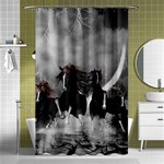 Awesome Wild Black Horses Running In The Night Shower Curtain 48  x 72  (Small)  Curtain(48  X 72 ) - 42.18 x64.8  Curtain(48  X 72 )