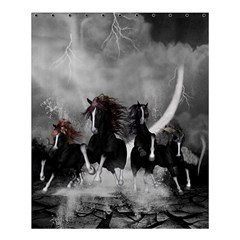 Awesome Wild Black Horses Running In The Night Shower Curtain 60  X 72  (medium)  by FantasyWorld7