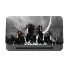 Awesome Wild Black Horses Running In The Night Memory Card Reader With Cf by FantasyWorld7