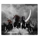 Awesome Wild Black Horses Running In The Night Double Sided Flano Blanket (Small)  50 x40  Blanket Back