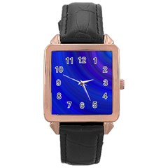 Blue Background Abstract Blue Rose Gold Leather Watch  by Nexatart