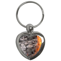 Fireplace Flame Burn Firewood Key Chains (heart)  by Nexatart