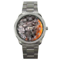 Fireplace Flame Burn Firewood Sport Metal Watch by Nexatart