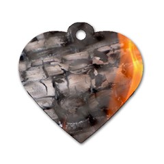 Fireplace Flame Burn Firewood Dog Tag Heart (two Sides) by Nexatart