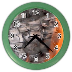 Fireplace Flame Burn Firewood Color Wall Clocks by Nexatart