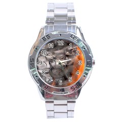 Fireplace Flame Burn Firewood Stainless Steel Analogue Watch by Nexatart