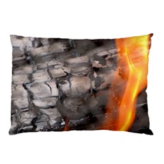 Fireplace Flame Burn Firewood Pillow Case (two Sides) by Nexatart