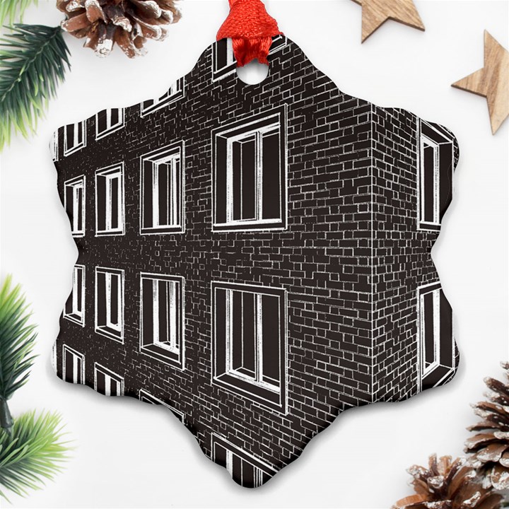 Graphics House Brick Brick Wall Snowflake Ornament (Two Sides)