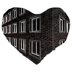 Graphics House Brick Brick Wall Large 19  Premium Flano Heart Shape Cushions by Nexatart