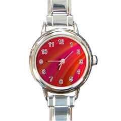 Abstract Red Background Fractal Round Italian Charm Watch by Nexatart