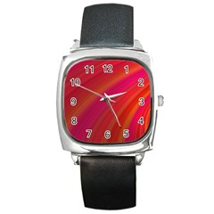 Abstract Red Background Fractal Square Metal Watch by Nexatart