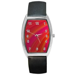 Abstract Red Background Fractal Barrel Style Metal Watch by Nexatart