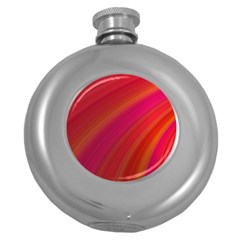 Abstract Red Background Fractal Round Hip Flask (5 Oz) by Nexatart