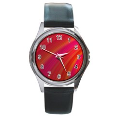 Abstract Red Background Fractal Round Metal Watch by Nexatart