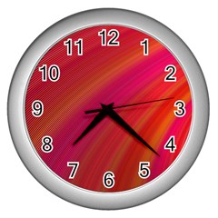 Abstract Red Background Fractal Wall Clocks (silver)  by Nexatart