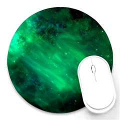 Green Space All Universe Cosmos Galaxy Round Mousepads by Nexatart