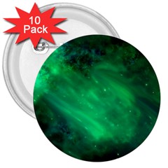 Green Space All Universe Cosmos Galaxy 3  Buttons (10 Pack)  by Nexatart