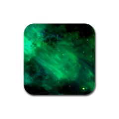 Green Space All Universe Cosmos Galaxy Rubber Square Coaster (4 Pack)  by Nexatart