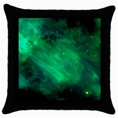 Green Space All Universe Cosmos Galaxy Throw Pillow Case (black) by Nexatart