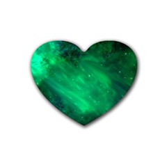 Green Space All Universe Cosmos Galaxy Heart Coaster (4 Pack)  by Nexatart