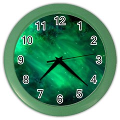 Green Space All Universe Cosmos Galaxy Color Wall Clocks