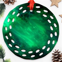 Green Space All Universe Cosmos Galaxy Ornament (round Filigree)