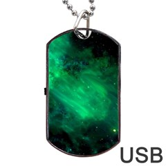 Green Space All Universe Cosmos Galaxy Dog Tag Usb Flash (one Side) by Nexatart