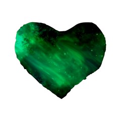 Green Space All Universe Cosmos Galaxy Standard 16  Premium Heart Shape Cushions