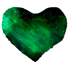 Green Space All Universe Cosmos Galaxy Large 19  Premium Heart Shape Cushions by Nexatart