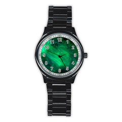 Green Space All Universe Cosmos Galaxy Stainless Steel Round Watch by Nexatart