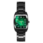 Green Space All Universe Cosmos Galaxy Stainless Steel Barrel Watch Front