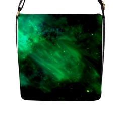 Green Space All Universe Cosmos Galaxy Flap Messenger Bag (l)  by Nexatart