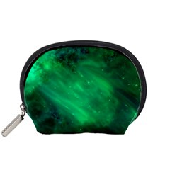 Green Space All Universe Cosmos Galaxy Accessory Pouches (small)  by Nexatart