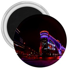 Moscow Night Lights Evening City 3  Magnets by Nexatart